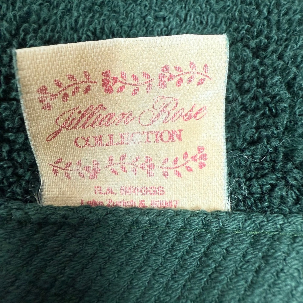 Vintage Jillian Rose Collection Green Floral Lace Ruffle Trimmed Towel Set 3 Pcs - Picture 3 of 6